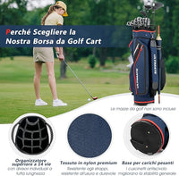 Borsa da Golf Leggera e di Grande Capacità, Sacca da Golf con 14 Divisori, 8 Tasche, Cappuccio Antipioggia, Tracolla, Borsa Termica per Bevande, Ideale per Uomini e Donne (Blu)