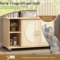 Mobile per Lettiera per Gattini e Gatti Adulti, Casetta per Gatti con Porte Sisal per Graffi, Piedini Metallici Regolabili e Spazio di Stoccaggio, Tavolino Moderno e Versatile per Soggiorno