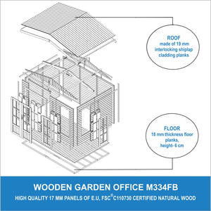 Casetta da giardino  - 6m2 - con tegole bituminose - TIMBELA M334FB+H334FBRED