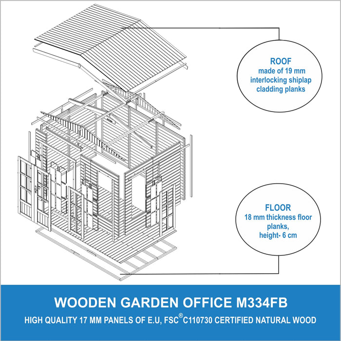 TIMBELA M334FB Ufficio in legno da giardino - 6m2