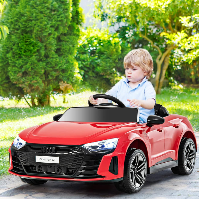 12V Audi RS e-tron GT Macchina Elettrica per Bambini, Auto Elettrica con Telecomando Luci LED e Musica, 3-5 km/h, Regalo per Bambini 37-95 Mesi (Rosso)