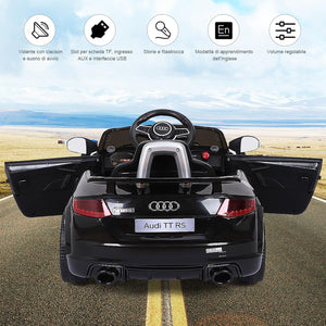 Audi 12V Auto Elettrica per Bambini, Macchina Elettrica con Velocità 2,5-5 km/ora, con Telecomando USB MP3 Luci LED (Nero)