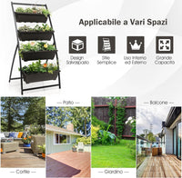 Letto da Giardino Rialzato Verticale, Fioriera Elevata a 4 Livelli con Fori di Drenaggio, Fioriera Autoportante per Interni ed Esterni per Verdure, Erbe e Fiori (76 cm x 70,5 cm x 160 cm)