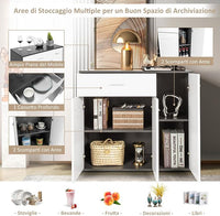 Mobile Credenza Moderno, Armadietto per Cucina con Cassetto e 3 Ante e Ripiano Regolabile, per Cucina, Sala da Pranzo e Soggiorno, 88 x 40 x 80 cm