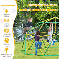 Cupola di Arrampicata con Altalena, Struttura per Arrampicata per Interno ed Esterno con Portata di 363 kg, Parco Giochi per Bambini da 3 a 10 Anni (Verde)