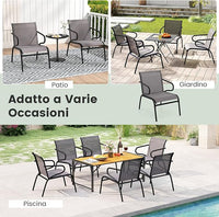 Set di 2 Sedie da Patio con Tessuto Traspirante e Struttura in Metallo, Sedie da Bistro da Esterno con Braccioli, Poltrona per Giardino Terrazza Portico, Portata 150 kg
