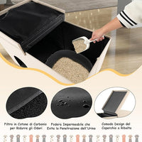 Mobile per Lettiera per Gatti, Panca Portaoggetti con Tappetino Impermeabile e Filtro al Carbone per il Controllo degli Odori e Coperchio Ribaltabile, 90 x 50 x 50 cm(Beige)