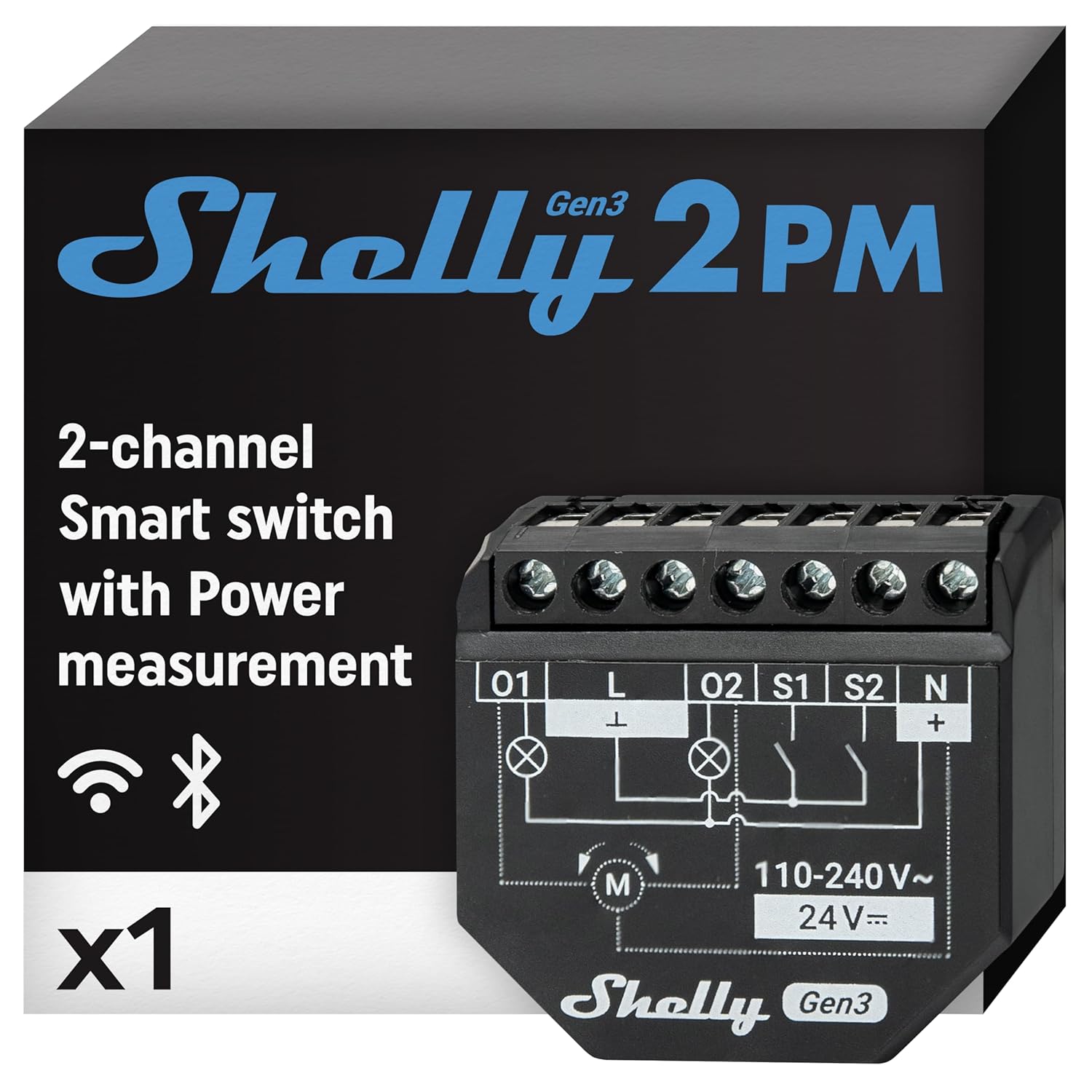 Shelly 2 PM Gen3 Interruttore intelligente per tapparelle WiFi e Bluetooth