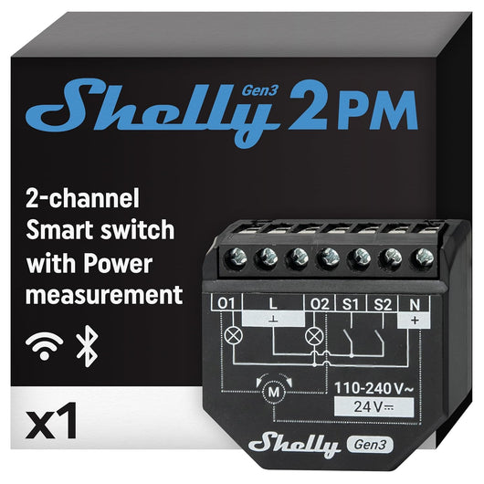 Shelly 2 PM Gen3 Interruttore intelligente per tapparelle WiFi e Bluetooth