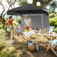 Gazebo Pop-up da Esterno 182 x 182 cm, Gazebo Pieghevole con 1 Parete Laterale, Gambe Inclinabili Regolabili e 4 Picchetti, Tendone Impermeabile per Feste, Campeggio e Picnic (Nero)