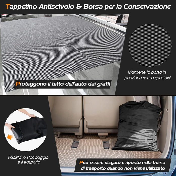 Borsa da Tetto per Auto, 600L PVC Box da Tetto Auto Universale Impermeabile, Sacca da Tetto di Vettura con Tappetino Antiscivolo, 10 Cinghie Rinforzate e 6 Ganci Porta (Modello 3)