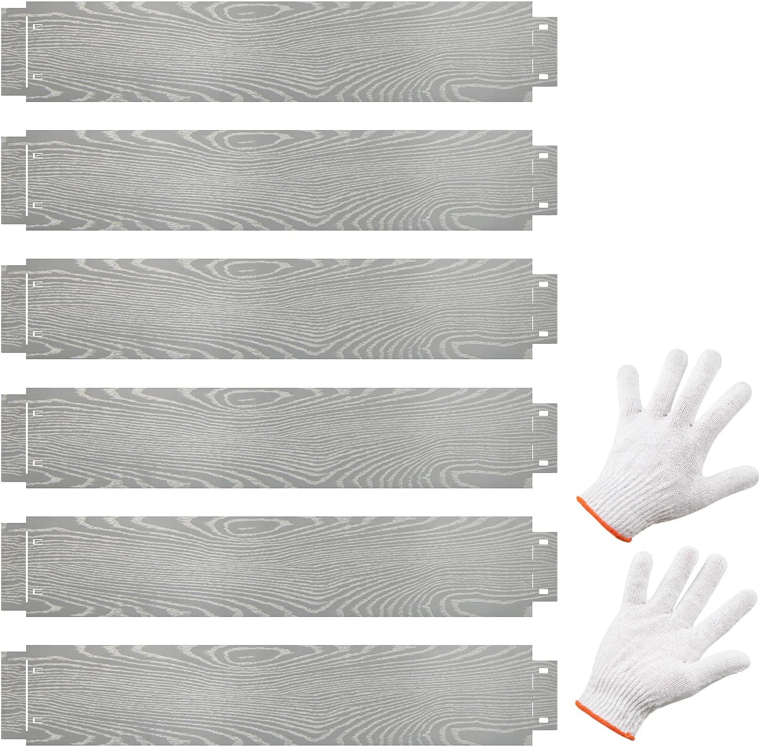 Bordatura da Giardino 6 M, Set di 6 Bordi per Aiola 110 x 20 cm in Metallo Zincato con un Paio di Guanti, Recinzione Flessibile e Forma Regolabile