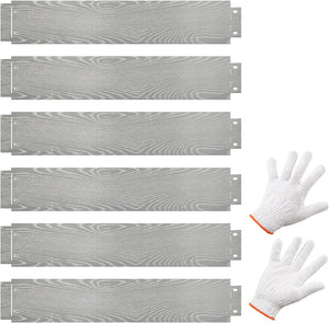 Bordatura da Giardino 6 M, Set di 6 Bordi per Aiola 110 x 20 cm in Metallo Zincato con un Paio di Guanti, Recinzione Flessibile e Forma Regolabile