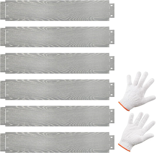 Bordatura da Giardino 6 M, Set di 6 Bordi per Aiola 110 x 20 cm in Metallo Zincato con un Paio di Guanti, Recinzione Flessibile e Forma Regolabile