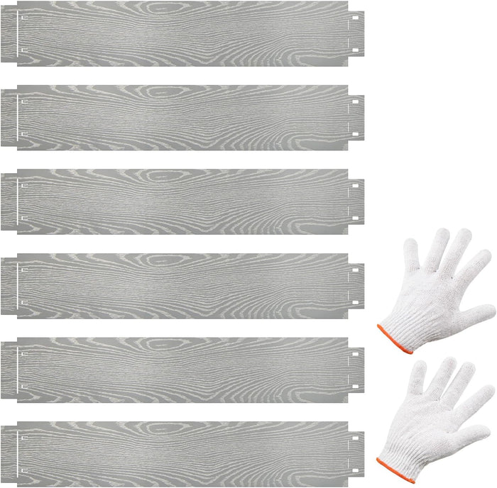 Bordatura da Giardino 6 M, Set di 6 Bordi per Aiola 110 x 20 cm in Metallo Zincato con un Paio di Guanti, Recinzione Flessibile e Forma Regolabile