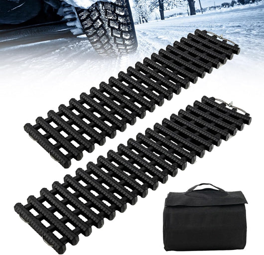 Set di 2 Tappetini Antisdrucciolevoli per Pneumatici, Tappetino di Recupero TPR Portatile, Aiuto di Trazione d'emergenza per Neve, Ghiaccio, Fango, Sabbia, Con Borsa (82 x 21 x 2,8 cm)