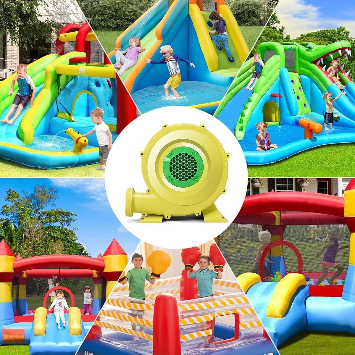 Ventilatore di Aria del Castello Gonfiabile, Soffiatore per Giochi Gonfiabili con Cavo di Alimentazione, per Castello Gonfiabile, Scivolo Acquatico e Giochi Gonfiabili (380W)