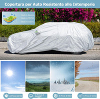 Copertura Auto con Porta a Zip, Serratura, Copertura per Auto con Strisce Riflettenti, Copertura Universale per Esterni per Auto (492 X 191 X 154 cm)