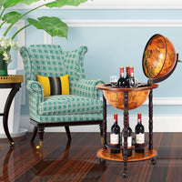 Mappamondo Bar con Ruote Mobile Porta Liquori, con Stile retrò, 88 x 45 x 45cm (Marrone 47 x 47 x 90 cm)