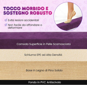 Trave Ginnastica Artistica per Casa 210/240 cm, Trave Pieghevole per Bambini con Maniglia, Base in Legno e Fondo Antiscivolo, Trave di Equilibrio da Pavimento