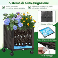 Arco da Giardino con 2 Fioriere Auto-irriganti e Ruote, Supporto per Piante in Metallo Rivestita PE Antiruggine, Grande Arco per Viti e Rose da Matrimonio all'Aperto (Nero)