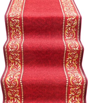 Passatoia Scala Bordata 67x750 cm Ingresso Corridoio Tappeto Cucina Gradini Stile Barocco Bordeaux