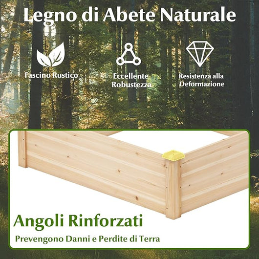 Letto da Giardino Rialzato in Legno per Esterni, Fioriera Quadrata con Base Aperta per Verdure, Frutta e Erbe, Aiuola per Piante da Patio e Giardino, 102 x 102 x 30 cm