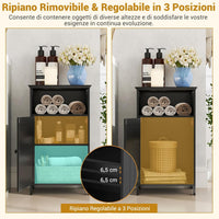 Mobile bagno, Armadietto 40 x 30 x 70cm Multiuso e Salvaspazio con Ante e Mensola Regolabile, Mobiletto in Legno per Soggiorno, Camera da letto e Ufficio (Nero)