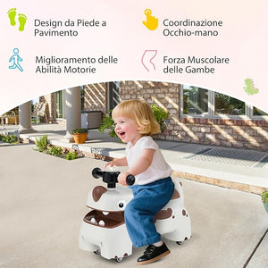 Macchina a Spinta per Bambini, Giocattolo Cavalcabile con Spazio Nascosto Luci Musica e Clacson, Macchina da Passeggio a Spinta con 4 Ruote, Regalo per Bambini 18+ Mesi (Bianco)