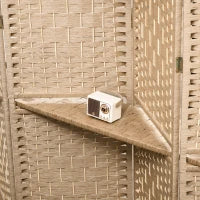 Paravento da Interno a 4 Pannelli Pieghevole con Mensole 160x170 cm, Colore Naturale