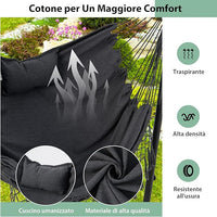 Sedia Amaca Sospesa con Supporto, Sedia Appesa Regolabile in Altezza con Supporto Porta Cellulare Cuscino e Tasca Laterale, Carico Massimo 250 kg