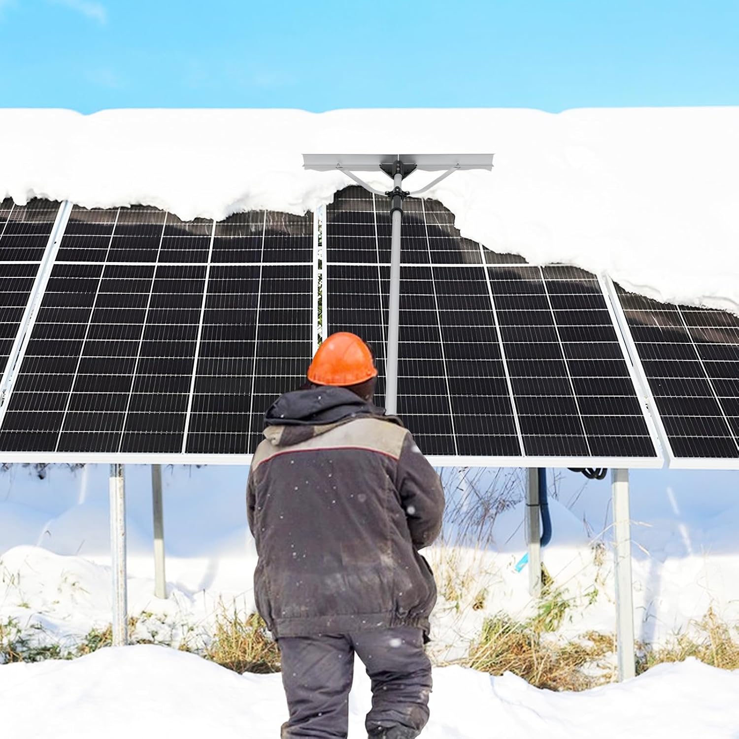 Restrello da Neve per Tetto Lungezza 635 cm, Rastrello per Neve Telescopico con Testa Pieghevole, Restrello in Alluminio Allungabile con 5 Asta Rimozione Neve, Pala da Neve per Tetto