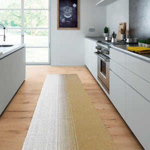 Tappeto Cucina Bagno Puro Cotone Assorbente Tessuto Intrecciato a Mano Beige 55x140 cm