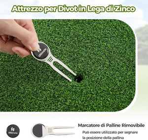Set Completo da Golf, Tee da Golf, Asciugamano, Cintura da Golf, Cappello da Golf, Attrezzo per Divot, Segnapallina & Borsa Portaoggetti, Scatola Regalo Golf per Uomo e Donna