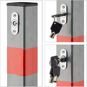 Barriera per parcheggio auto pieghevole cm 65 acciaio grigio e strisce rosse 13_0002309