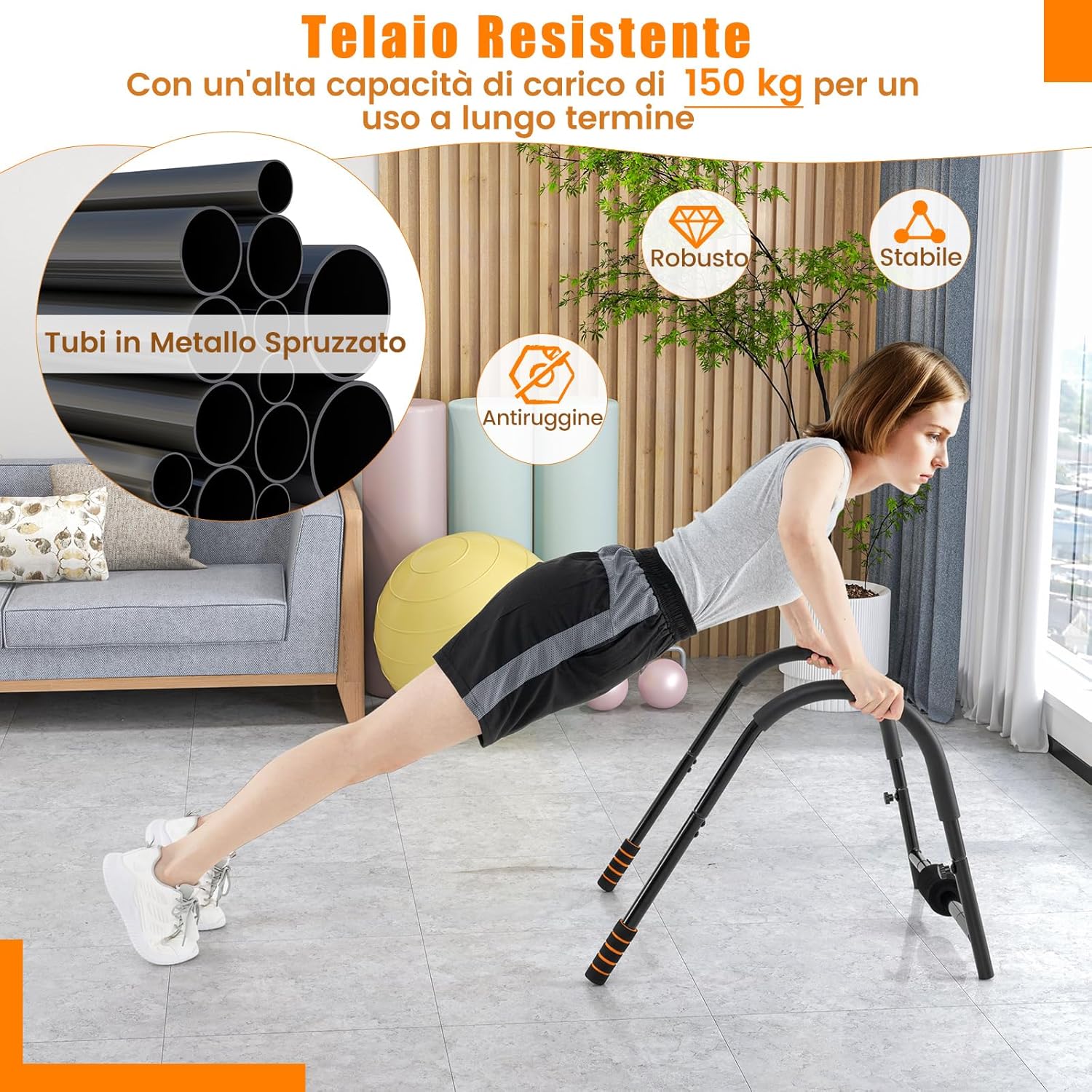 Allenatore Addominale Fitness Pieghevole, Allenatore Fitness AB con Supporto Imbottito per Testa/Collo, Assistente per Allenamento Sit Up, Esercitatore per Crunch