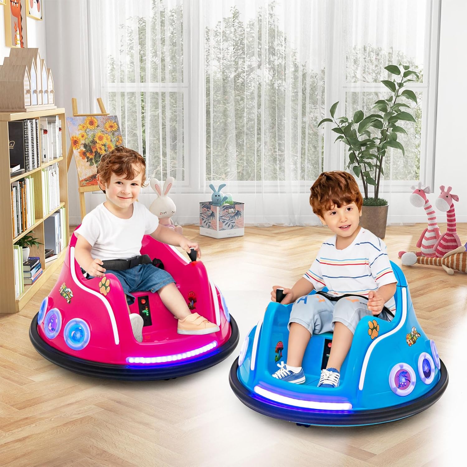 12V Autoscontro Elettrico per Bambini, Macchina Elettrica per Bambini con Design Girevole a 360° Telecomando Luci Musica, Macchina Cavalcabile per Bambini 37-96 Mesi (Rosa)
