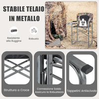 Set da Caccia Pieghevole per Esterno, Sedili da Caccia con Braccioli e Schienale, con Poggiapiedi Rimovibile, Tavolino Laterale, Supporto Fino a 150 kg