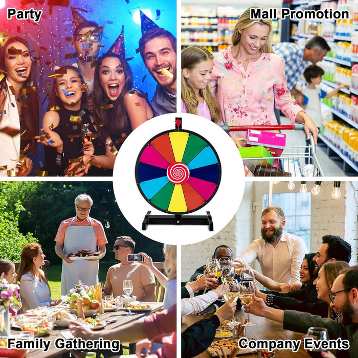 12''/15'' Ruota della Fortuna da Tavolo, Gioco Ruota Personalizzabile con Pennarello e Cancellino, Base Antiscivolo e Superficie Cancellabile, per Carnevale Feste (15'')