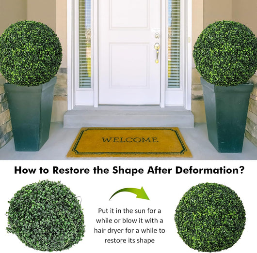 Set di 2 Piante Artificiali a Sfera, 48 cm, Realistiche, in PE, per Interni ed Esterni, Ideali per Veranda, Balcone e Giardino e Matrimonio