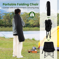 Sedia da Campeggio Portatile, Sedia Pieghevole Imbottita con Schienale Regolabile e Tasca Laterale, Seduta da Giardino in Metallo con Borsa da Trasporto, Portata 150 kg