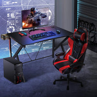 Scrivania Gaming Ergonomica, Tavolo da Gioco per Computer, con Porta Bicchiere e Gancio per Cuffie, Nero 115x73x76,5 cm