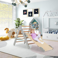 3 in 1 Arrampicata Giocattolo a Triangolo per Bambini, Set di Arrampicata con Rampa di Scivolo a 2 Lati e Inclinazione Regolabile, Arrampicatore per Bambini 1 Anno+ (Grigio)