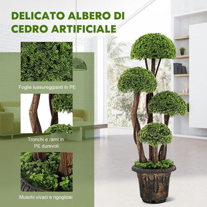Albero Artificiale 90 CM, Cipresso Finto da Interno ed Esterno con Tronco in Rattan e Vaso Riempito di Cemento, Pianta Artificiale Realistica da Casa, Ingresso e Ufficio