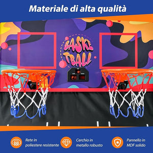 Macchina da Pallacanestro Elettronica, Canestro Basket da Camera a Doppio Tiro Pieghevole con Punteggio Elettronico, 4 Palle, 8 Modalità di Gioco e 2 Canestri (Viola)