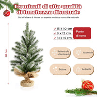Mini Albero di Natale 50 cm, Albero di Natale Piccolo con Rami in PE, Base Stabile di Cemento, per Casa, Ufficio e Negozio