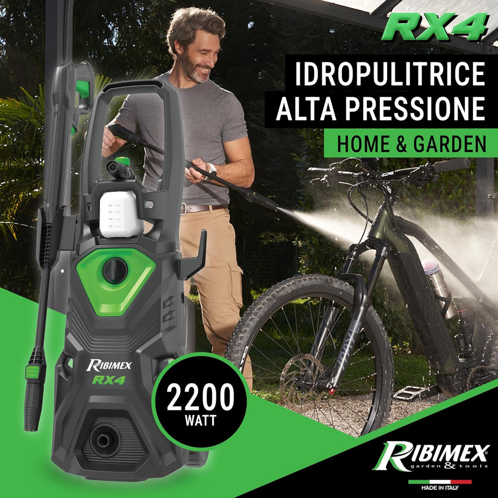 IDROPULITRICE RX4 2200W 160bar PORTATA MAX 480 Lt/h CON ACCESSORI RIBIMEX