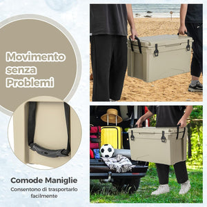 Frigorifero Portatile da 47 Litri, Frigo da Campeggio con Portabicchieri Integrati, Freddo Portatile con Manico, Fino 5-7 Giorni, Regolo e Apribottiglie, per, Campeggio, Picnic, Pesca