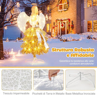 Angelo Natalizio Illuminato da Esterno 157 cm, Angelo 3D con 150 Luci Bianche Calde Pre-Illuminate, Decorazione Natalizia per Giardino, Cortile e Prato