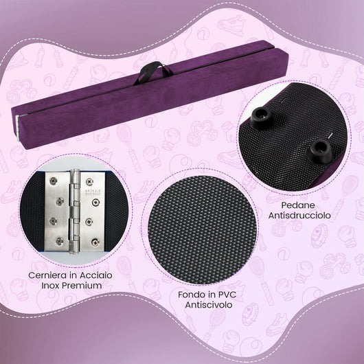 Trave Ginnastica Artistica per Casa 210/240 cm, Trave Pieghevole per Bambini con Maniglia, Base in Legno e Fondo Antiscivolo, Trave di Equilibrio da Pavimento